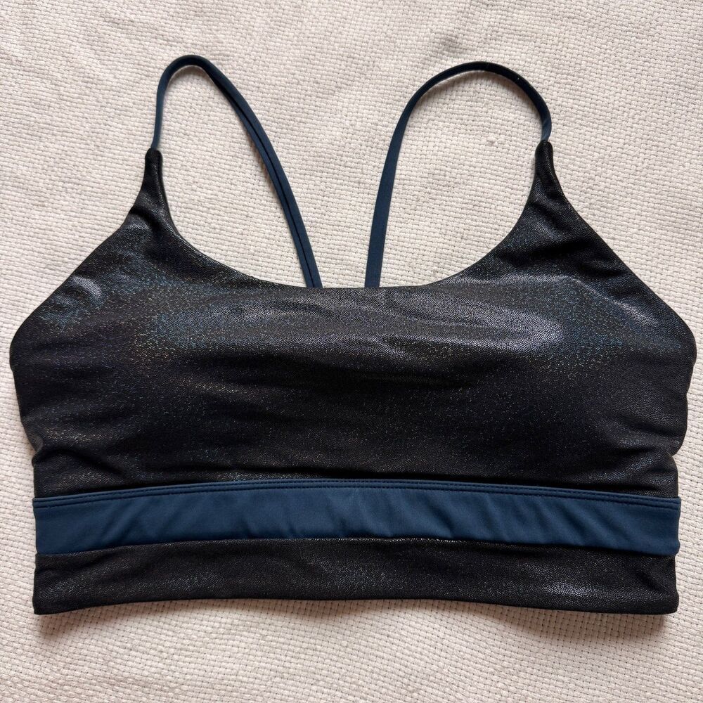 Zyia Black and Blue Sports Bra with Strappy Back